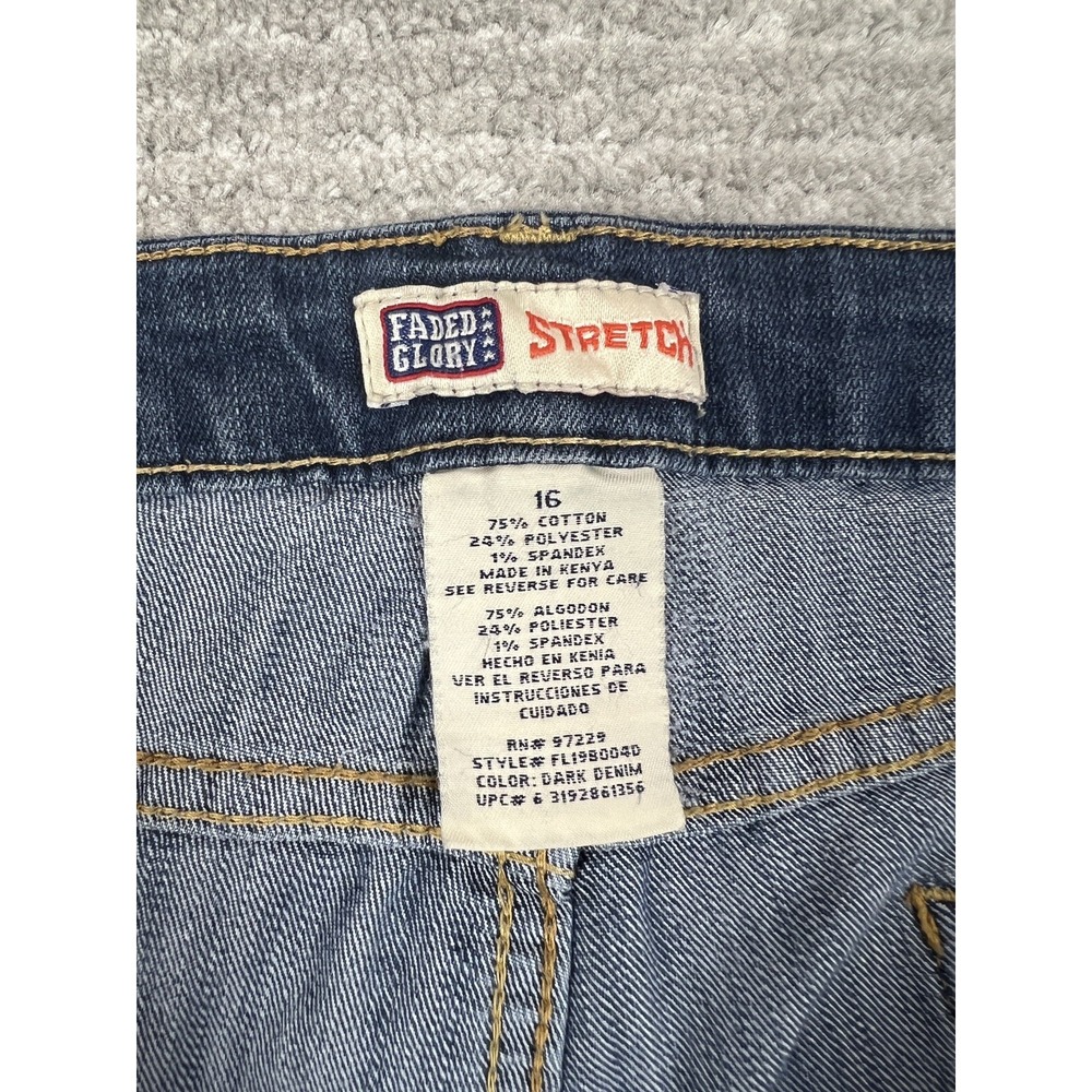 Faded‎ Glory Capris Womens 16 Dark Denim Stretch FL19B004D Rolled Cuff Mid Rise - Picture 11 of 12